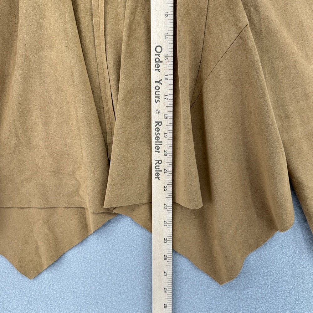 Bagatelle Womens Tan Faux Suede Open Front Draped Waterfall Cardigan Jacket M - Picture 7 of 10